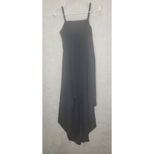 Crystal Womens Black Dress Size 7 Mid Front Long Back Flowy‎ Casual Formal